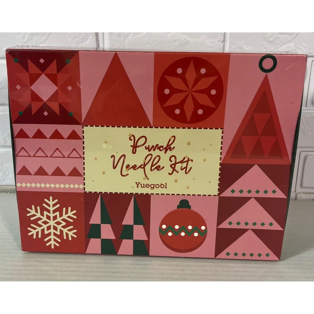 Yuegool Punch Needle Kit Unisex‎ OS Red Christmas Holiday Embroidery DIY Set